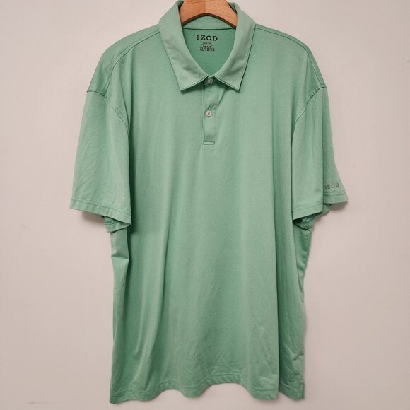 IZOD Polo Shirt Golf Casual Polyester Light Green Short Sleeve Mens XL‎ EUC - Picture 2 of 10